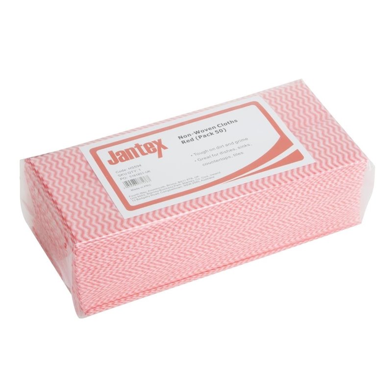 Chiffons non tiss&eacute;s Jantex rouges (lot de 50) - Gastronoble - HS594