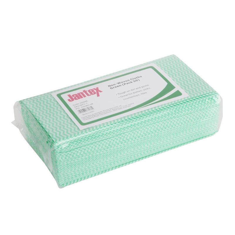 Chiffons non tiss&eacute;s Jantex verts (lot de 50) - Gastronoble - HS596