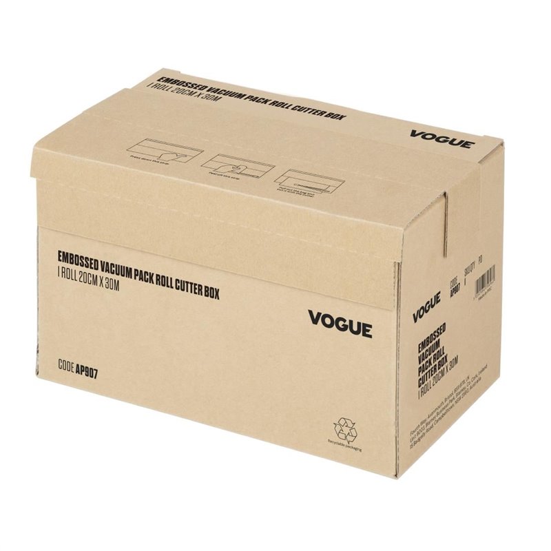 Rouleau de sacs sous-vide gaufr&eacute;s avec bo&icirc;te distributrice Vogue largeur 200 mm - Gastronoble - AP907
