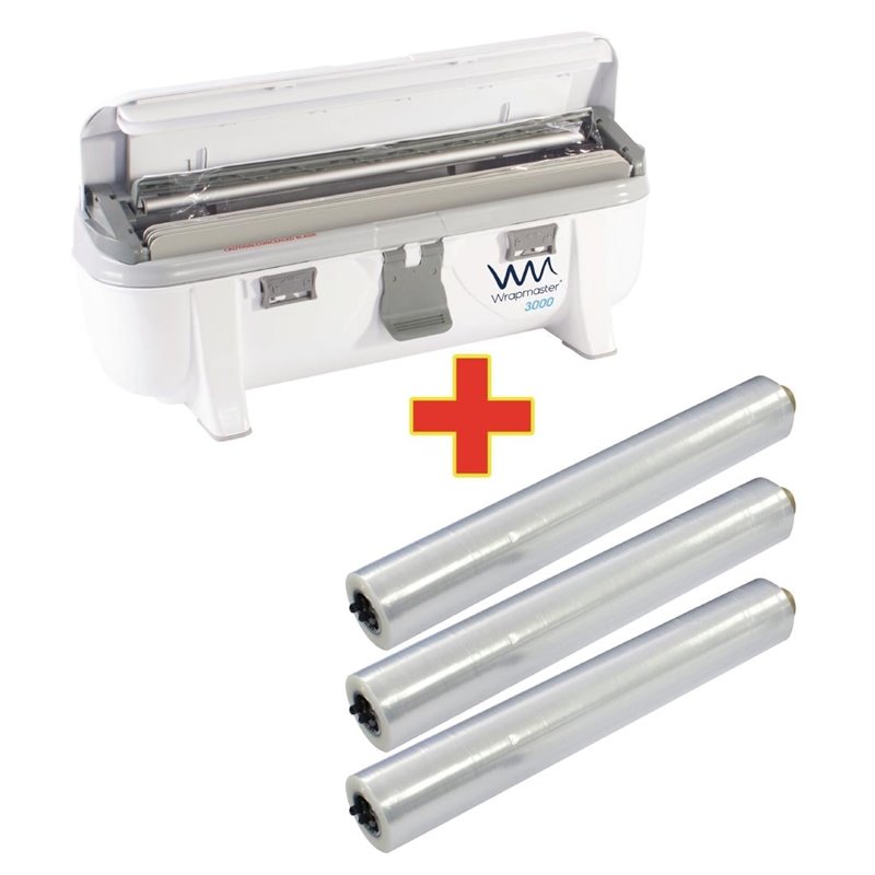 Distributeur Wrapmaster 3000 et 3 x 300m de film alimentaire - Gastronoble - S568
