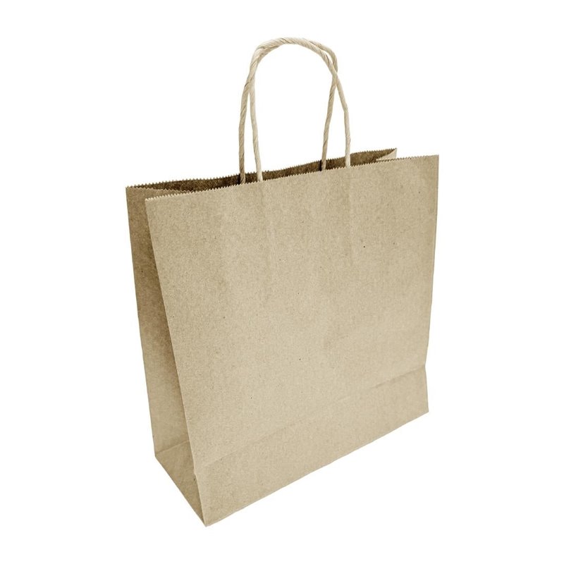 Petits sacs en papier avec poign&eacute;e torsad&eacute;e Fiesta Recyclable marron (lot de 250) - Gastronoble - HY760