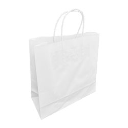 Petits sacs en papier avec poign&eacute;e torsad&eacute;e Fiesta Recyclable blancs (lot de 250) - Gastronoble - HY761