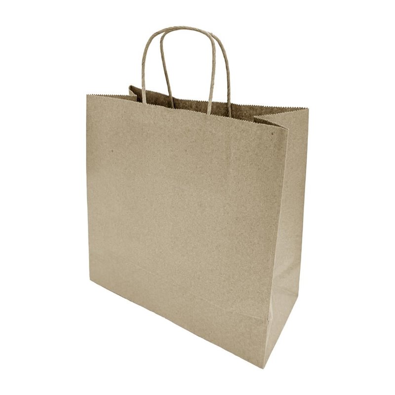 Sacs moyens en papier avec poign&eacute;e torsad&eacute;e Fiesta Recyclable marron (lot de 250) - Gastronoble - HY762