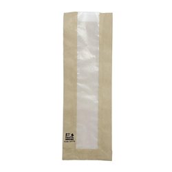Sachets baguette avec fen&ecirc;tre en papier cristal Fiesta Compostable 300x100x60mm (lot de 1000) - Gastronoble - HY775