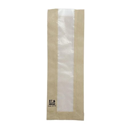 Sachets baguette avec fen&ecirc;tre en papier cristal Fiesta Compostable 300x100x60mm (lot de 1000) - Gastronoble - HY775