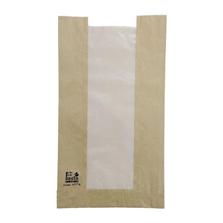 Sacs &agrave; pain avec fen&ecirc;tre en papier cristal Fiesta Compostable 320x180x40mm (lot de 1000) - Gastronoble - HY776