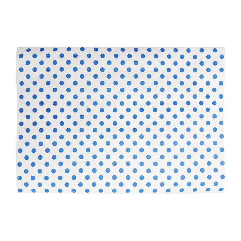 Papier d'emballage burger Fiesta Compostable points bleus 250x350 (lot de 200) - Gastronoble - HY792