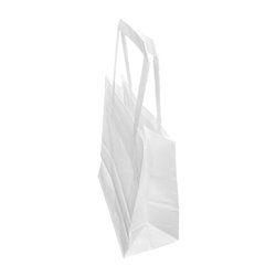 Petits sacs en papier blanc avec poign&eacute;es plates Fiesta Recyclable (lot de 250) - Gastronoble - JA346