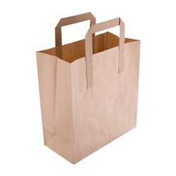 Petits sacs en papier marron &agrave; poign&eacute;es plates Fiesta Recyclables (lot de 250) - Gastronoble - JA527