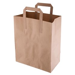 Sacs moyens en papier marron &agrave; poign&eacute;es plates Fiesta Recyclables (lot de 250) - Gastronoble - JA528