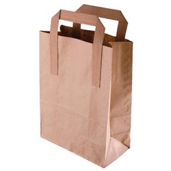 Grands sacs en papier marron &agrave; poign&eacute;es plates Fiesta Recyclables (lot de 250) - Gastronoble - JA529