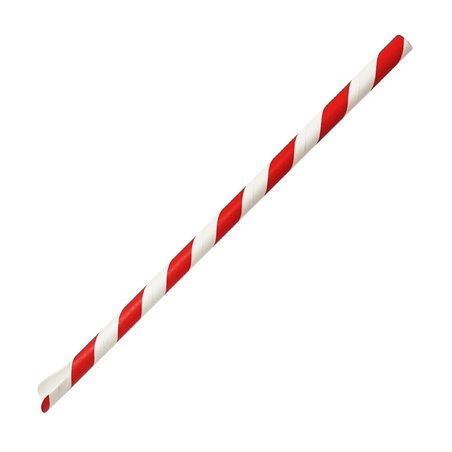 Pailles cuill&egrave;res en papier Fiesta Compostable rouge et blanc 210x8mm (lot de 250) - Gastronoble - HU366