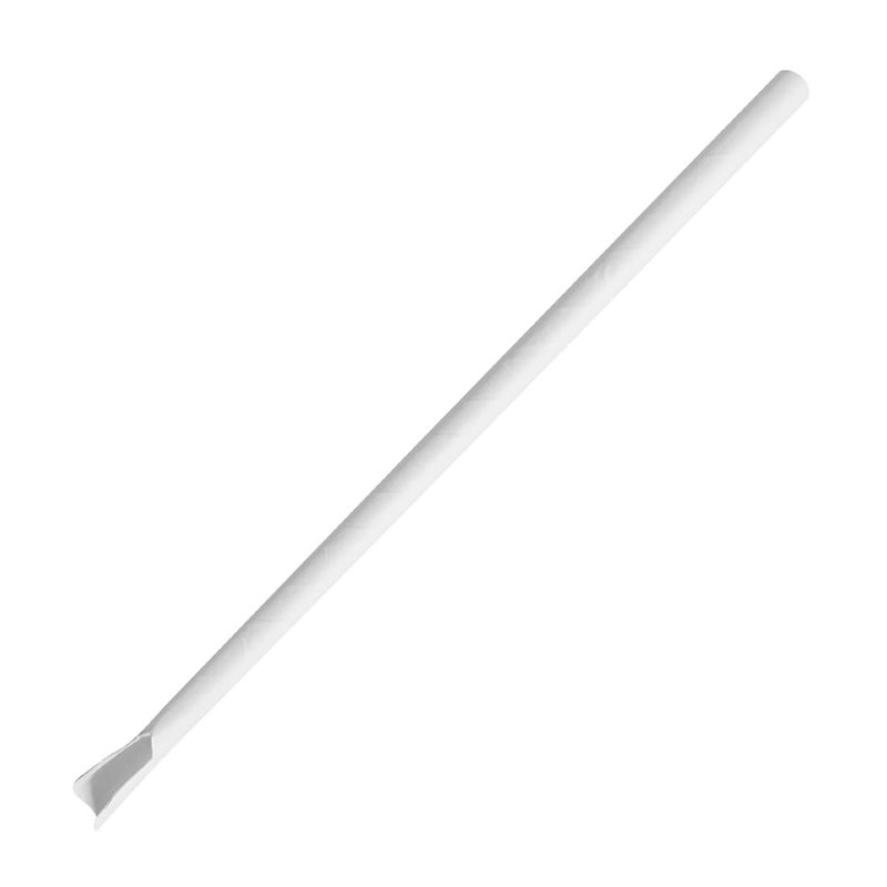 Pailles cuill&egrave;res en papier Fiesta Compostable blanches 210x8mm (lot de 250) - Gastronoble - HU367