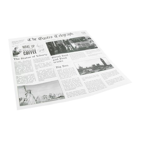 Papier ingraissable imprim&eacute; journal Sier Disposables 300 x 300mm (lot de 300) - Gastronoble - HZ707