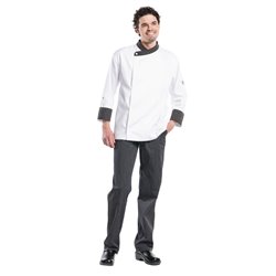 Pantalon de cuisine mixte Chaud Devant Ligne Noir ray&eacute; noir et blanc 42/44 - Gastronoble - A140-50