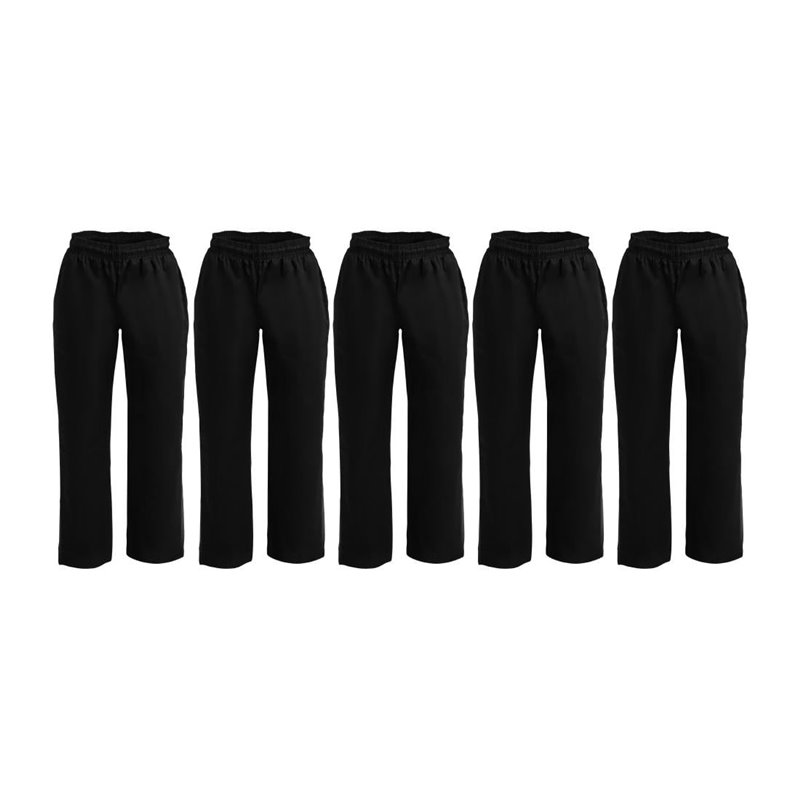 Pantalons de cuisinier mixtes en polycoton Whites Vegas noirs L (lot de 5) - Gastronoble - SA826