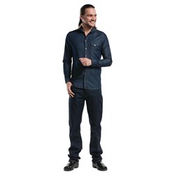 Chemise homme denim stretch Chaud Devant bleue S - Gastronoble - B543-S