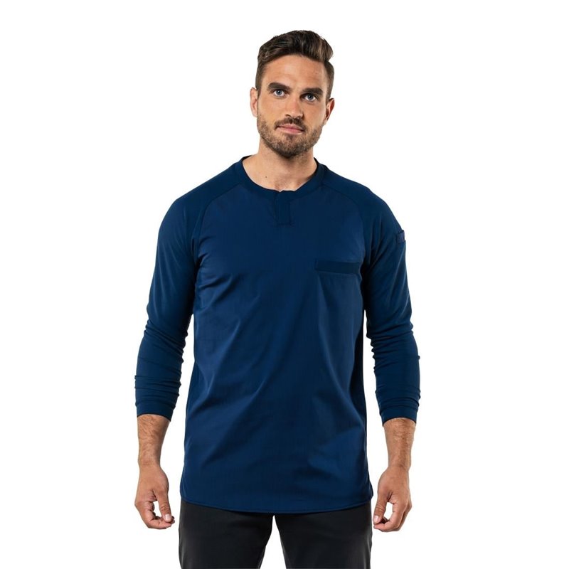 T-shirt mixte manches longues Chaud Devant Valente UFX marine taille M - Gastronoble - BA019-M
