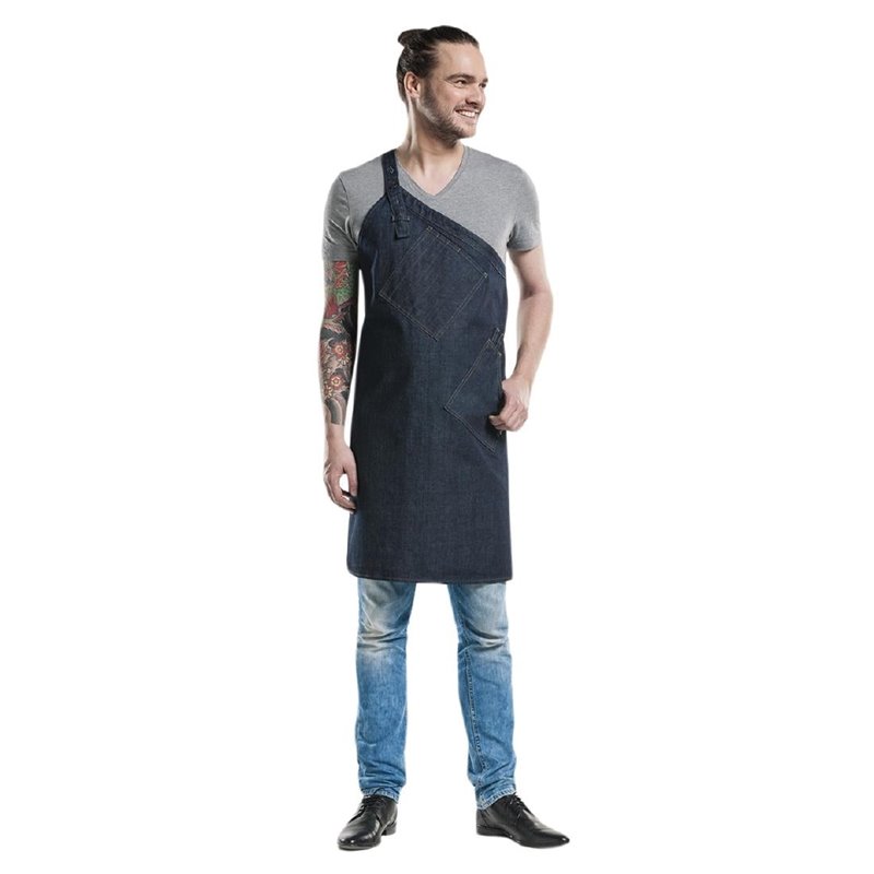 Tablier bavette Chaud Devant Skew Blue Denim - Gastronoble - B541