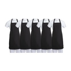 Tabliers bavette en polycoton Whites noirs (lot de 5) - Gastronoble - SA816