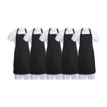 Tabliers bavette en polycoton Whites noirs (lot de 5) - Gastronoble - SA816