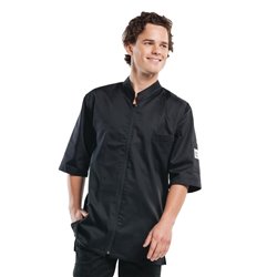 Veste de cuisine mixte Chaud Devant Monza manches courtes noire XS - Gastronoble - B503-XS