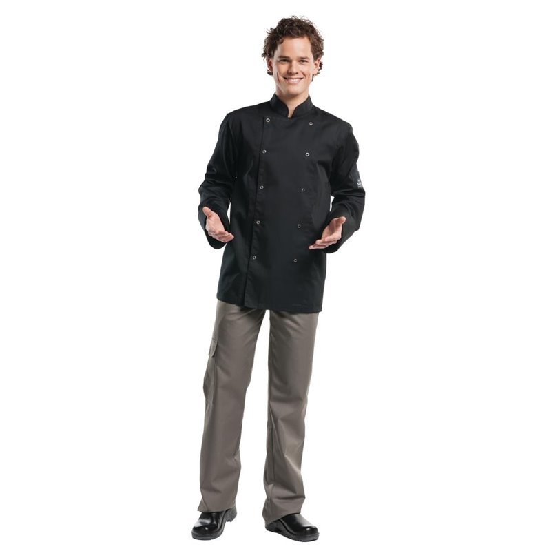 Veste de cuisine mixte Chaud Devant Hilton Poco manches longues noire M - Gastronoble - B507-M