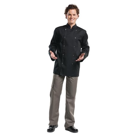 Veste de cuisine mixte Chaud Devant Hilton Poco manches longues noire M - Gastronoble - B507-M