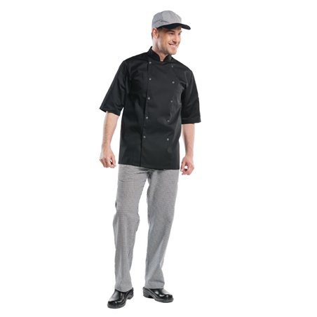 Veste de cuisine mixte Chaud Devant Hilton Poco manches courtes noire XXL - Gastronoble - B508-XXL
