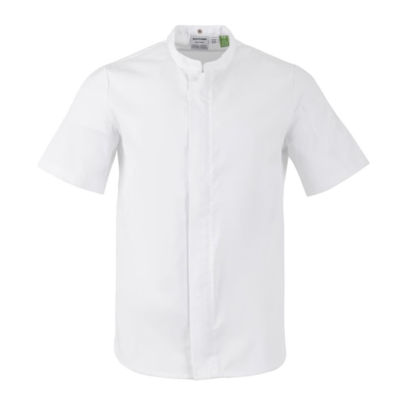 Veste de cuisinier en maille &agrave; manches courtes Southside Harlem blanche L - Gastronoble - BA116-L
