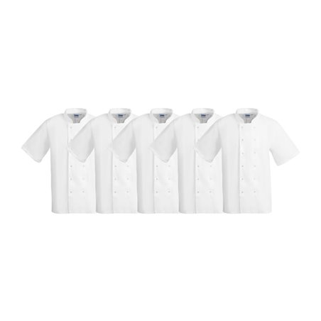 Vestes de cuisine manches courtes Whites Boston blanches L (lot de 5) - Gastronoble - SA823