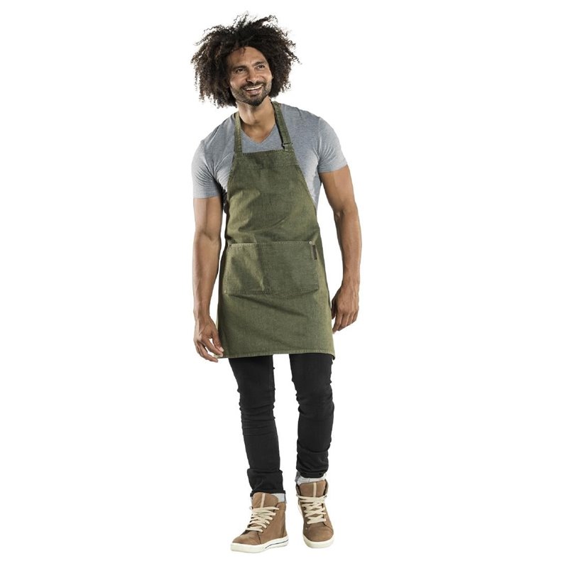 Tablier bavette mixte Chaud Devant Nordic Base vert denim 70x75 cm - Gastronoble - BA035