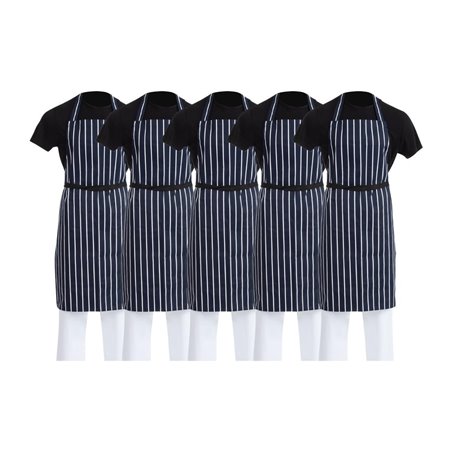 Tabliers bavettes Whites ray&eacute;s marine et blanc (lot de 5) - Gastronoble - SA820