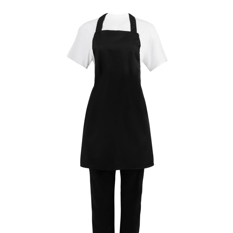 Lot de 2 tabliers bavette en polyester coton noirs Nisbets Essentials - Gastronoble - BB475