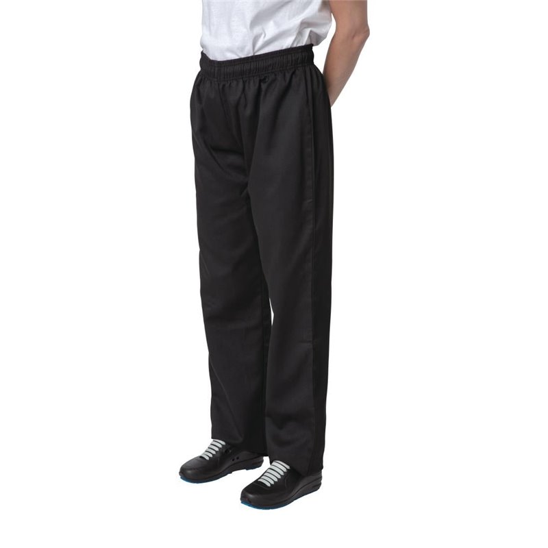 Pantalon de cuisine noir Nisbets Essentials XS - Gastronoble - BB477-XS