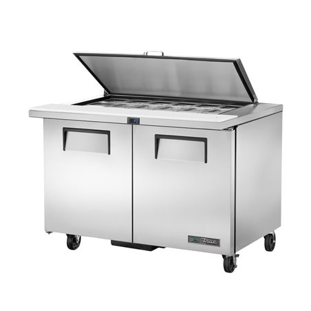 Comptoir de pr&eacute;paration 2 portes True 18 bacs GN 1/6 TSSU-48-18M-B-HC FLID - Gastronoble - CX128