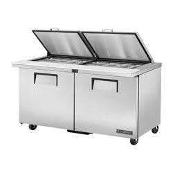 Comptoir de pr&eacute;paration 2 portes True 24 bacs GN 1/6 TSSU-60-24M-B-ST-HC FLID - Gastronoble - CX129