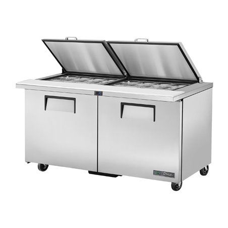 Comptoir de pr&eacute;paration 2 portes True 24 bacs GN 1/6 TSSU-60-24M-B-ST-HC FLID - Gastronoble - CX129