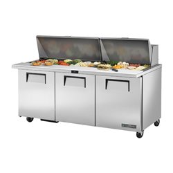 Comptoir de pr&eacute;paration 3 portes True 30 bacs GN 1/6 TSSU-72-30M-B-ST-HC - Gastronoble - CX719