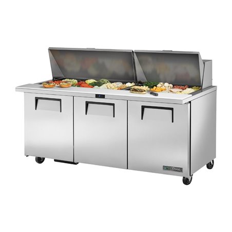 Comptoir de pr&eacute;paration 3 portes True 30 bacs GN 1/6 TSSU-72-30M-B-ST-HC - Gastronoble - CX719