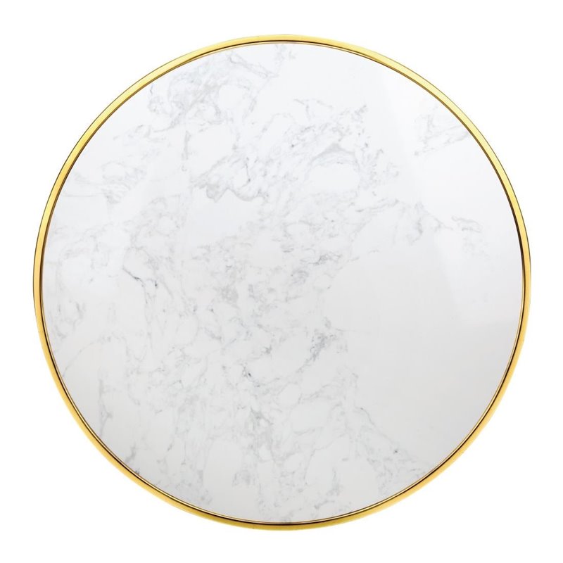 Plateau de table rond en marbre blanc avec bord effet laiton Bolero 600 mm - Gastronoble - CY968