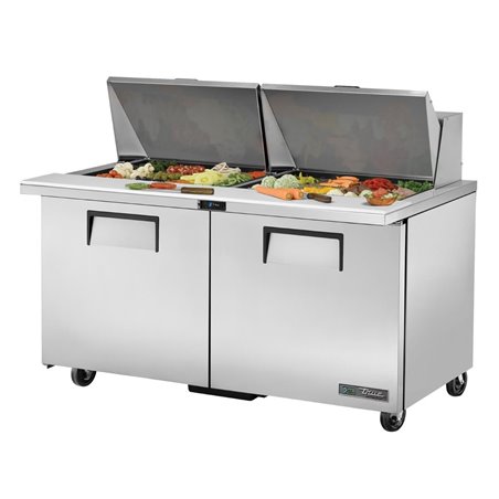 Table de pr&eacute;paration 24 bacs GN 1/6 2 portes True TSSU-60-24M-B-ST - Gastronoble - FB003