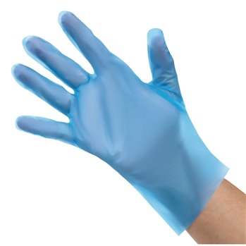 Gants alimentaires en TPE non poudr&eacute;s bleus Nisbets Essentials XL (lot de 200) - Gastronoble - FC488-XL