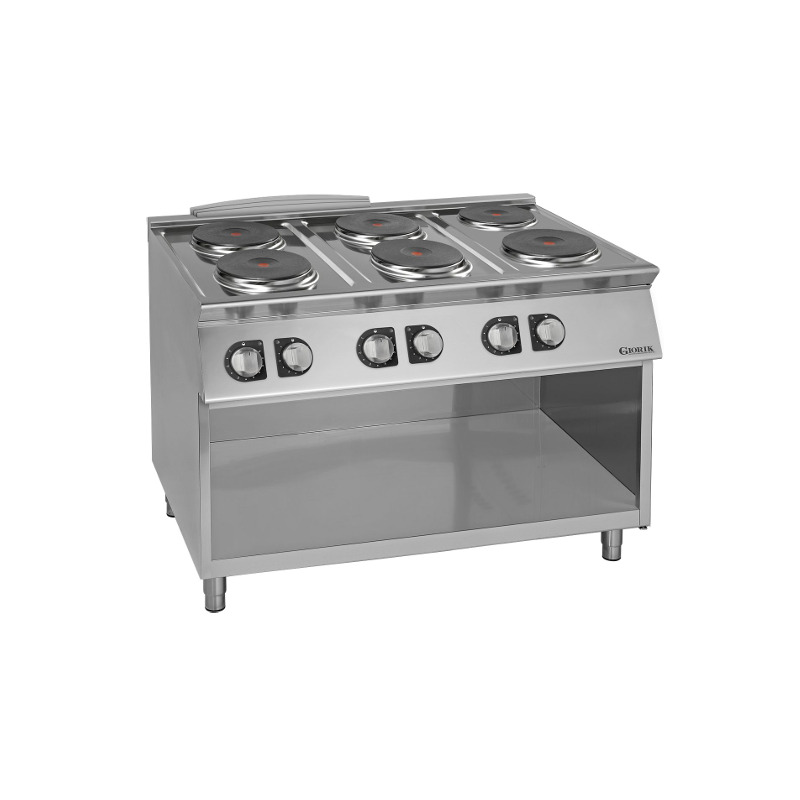 Fornuis elektrische ronde platen, 6 branders, open onderkant - Giorik - CE76TG