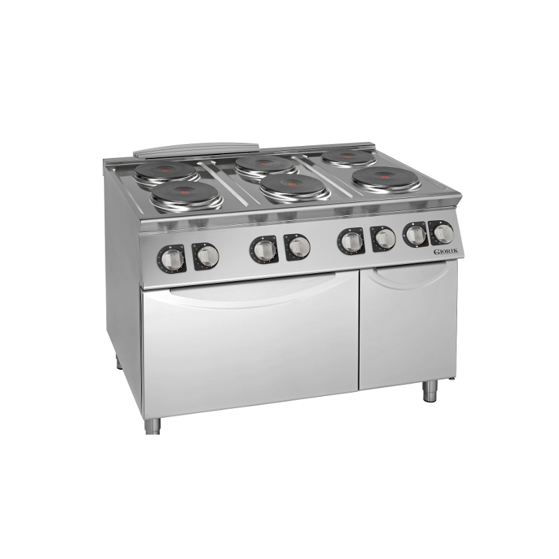 Fornuis elektrische ronde platen, 6 branders, elektrische oven en kast - Giorik - CE76TE