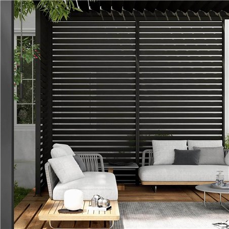 Louvre panneau brise-vue &agrave; ventelles horizontales 93cm (pour largeur 300cm)  -  VEBA  - 513431