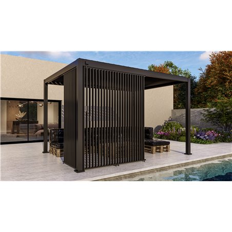 Vertical panneau brise-vue &agrave; ventelles verticales 123 cm (pour largeur 400cm)  -  VEBA  - 514433