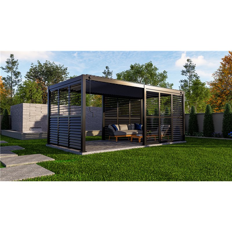 Shutter panneau brise-vue &agrave; ventelles horizontales orientables 93cm (pour largeur 300cm)  -  VEBA  - 515431