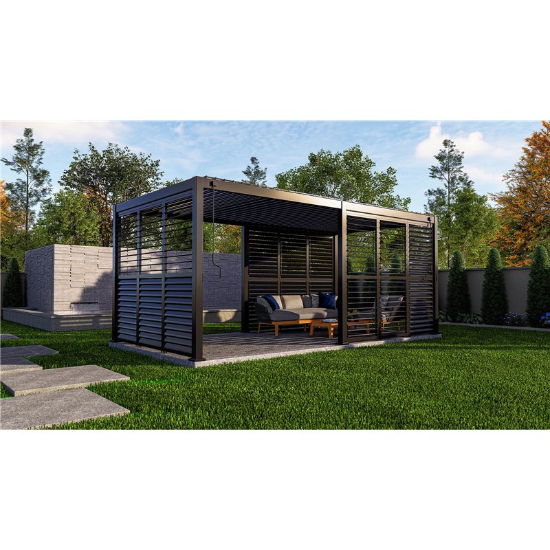 Shutter panneau brise-vue &agrave; ventelles horizontales orientables 113cm (pour largeur 360 + 720 cm)  -  VEBA  - 515432