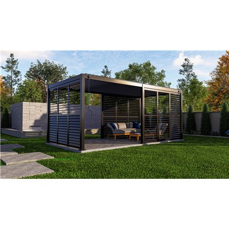 Shutter panneau brise-vue &agrave; ventelles horizontales orientables 113cm (pour largeur 360 + 720 cm)  -  VEBA  - 515432